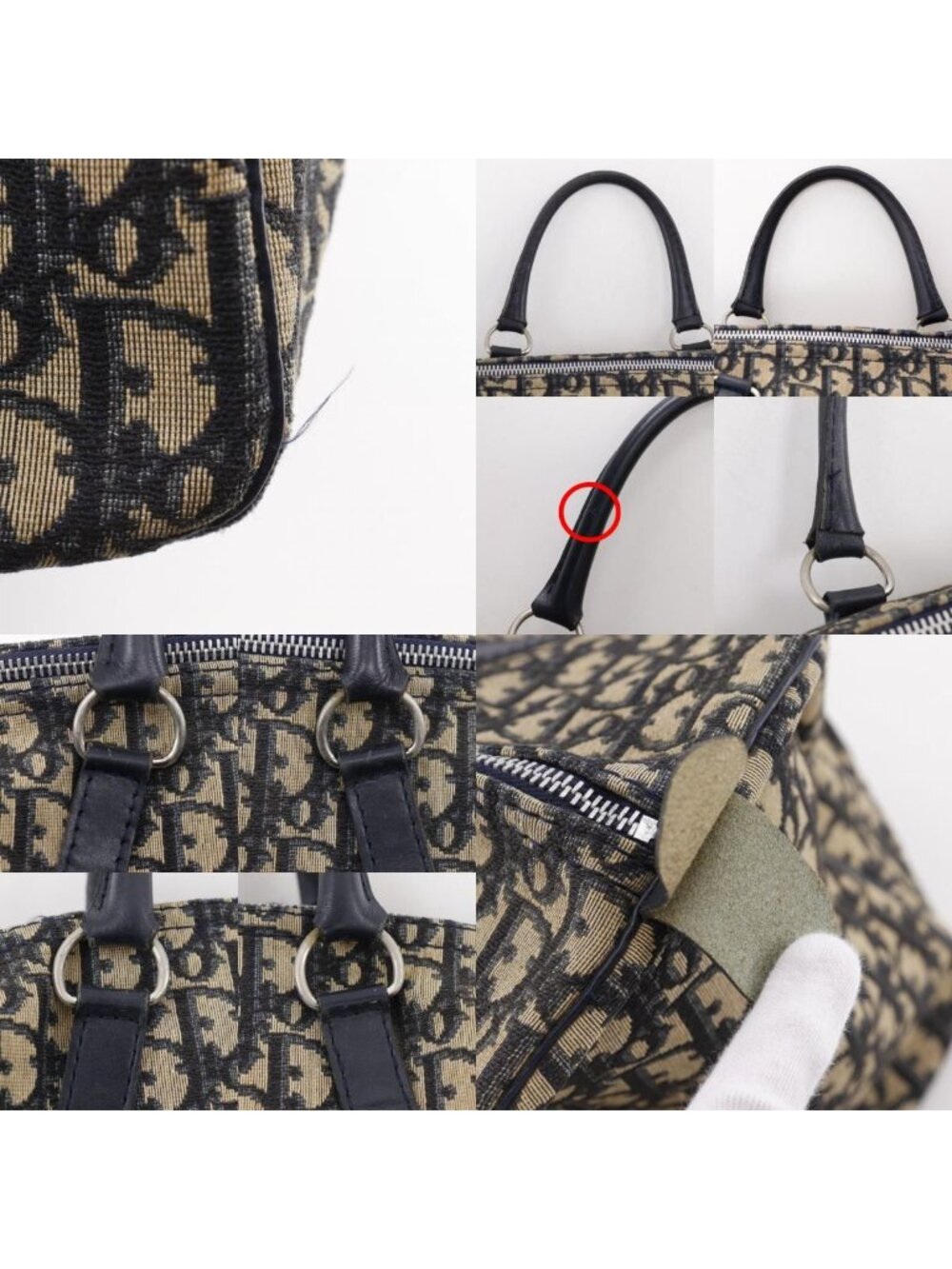 Dior Mini Boston Trotter Vintage Canvas Navy Handbag - Picture 9 of 10